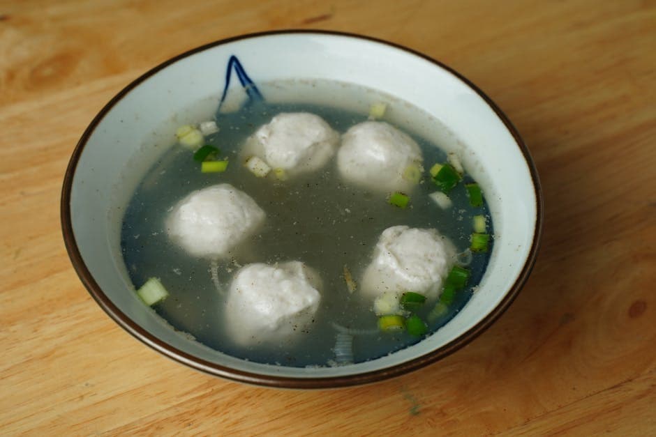 Edamame-dumplings i buljong