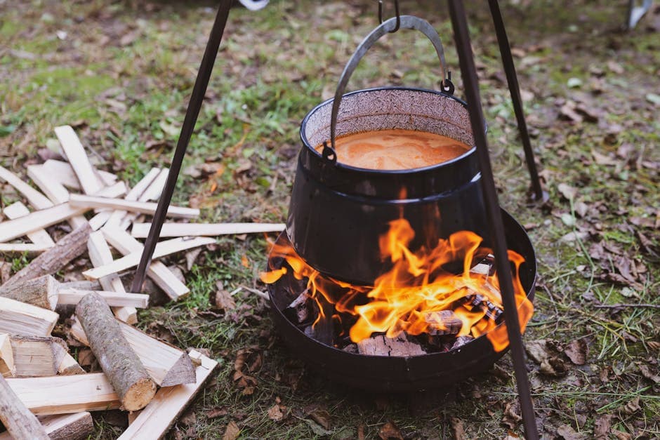 Alaskansk leirbålgryte med øl og storfekjøtt