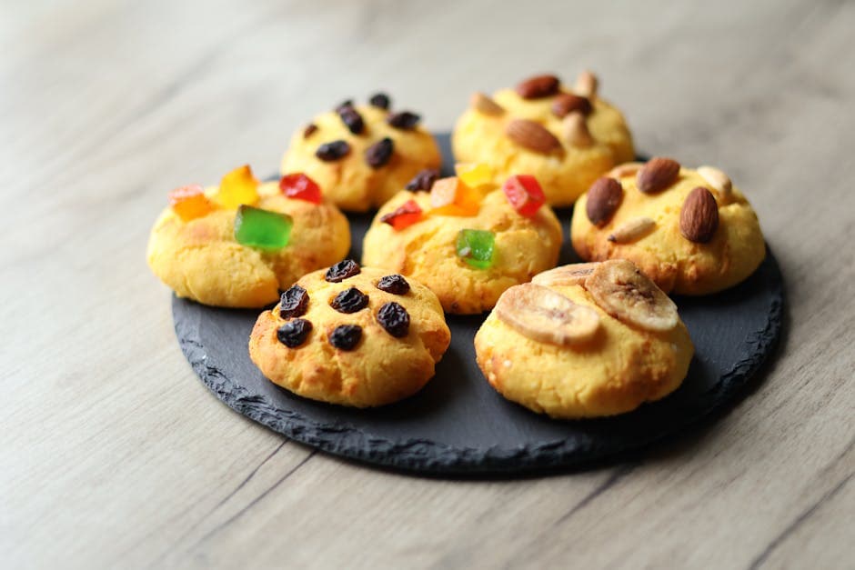 Fruktkjeks med kokos og tørket frukt