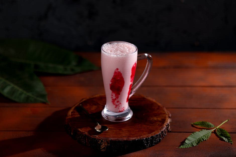 Rosa vannmelonshake med kondensert melk