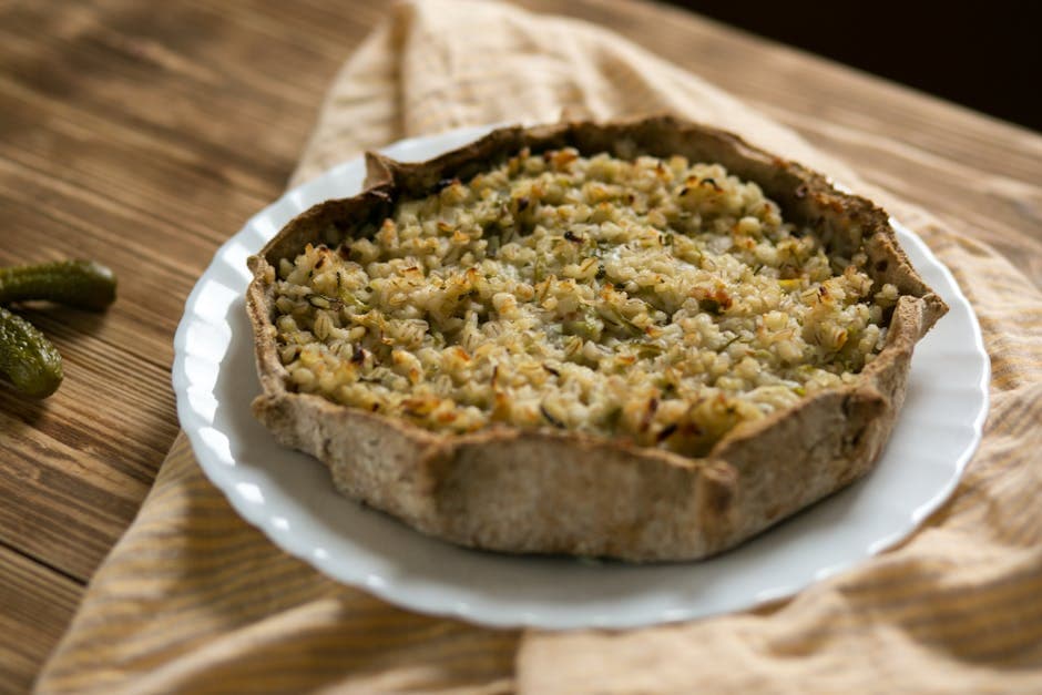 Bakt ris med purre, sopp og pak choi