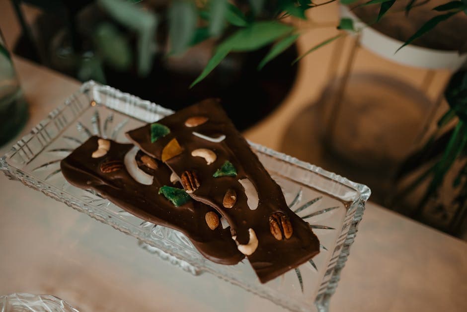 Sjokoladebark med ristede pekannøtter