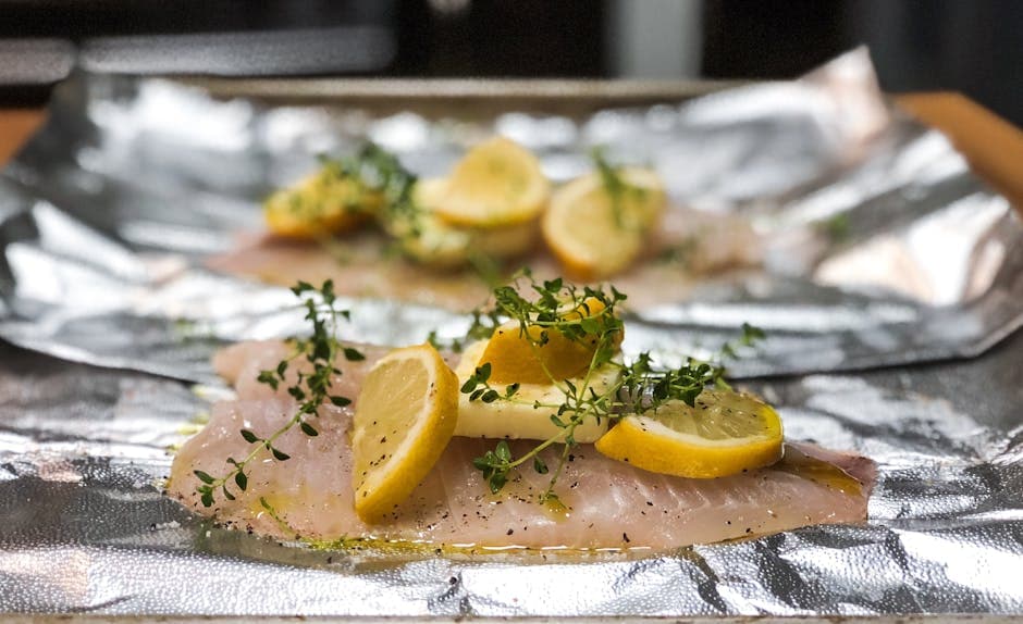 Ovnsbakt tilapia med grønnsaker i folie