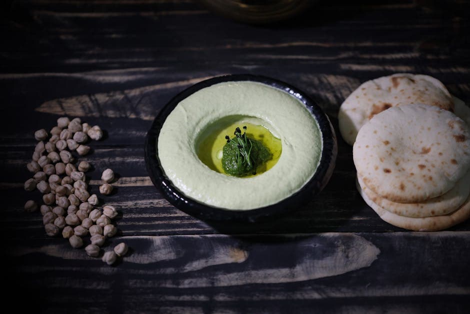 Grønn hummus med bakt hvitløk