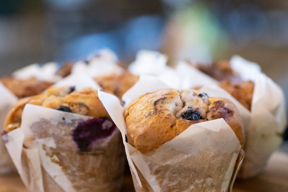 Saftige blåbær- og havremuffins