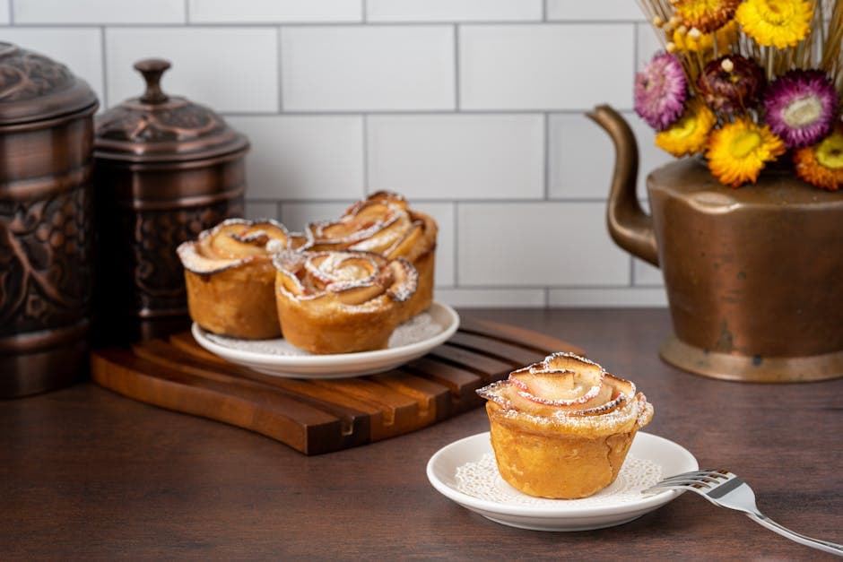 Mini rose eplepai i muffinsformer