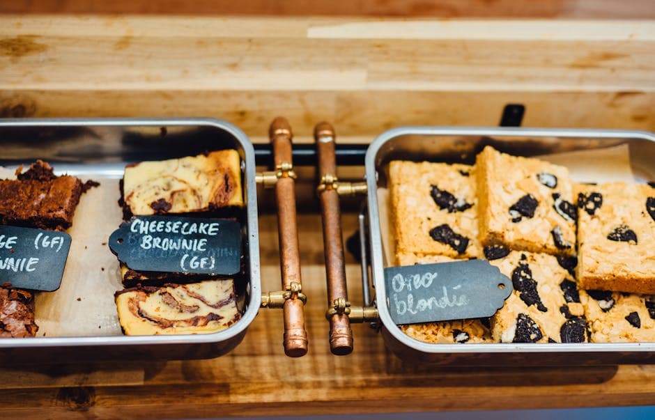 Sprø blondies med sjokolade og valnøtter