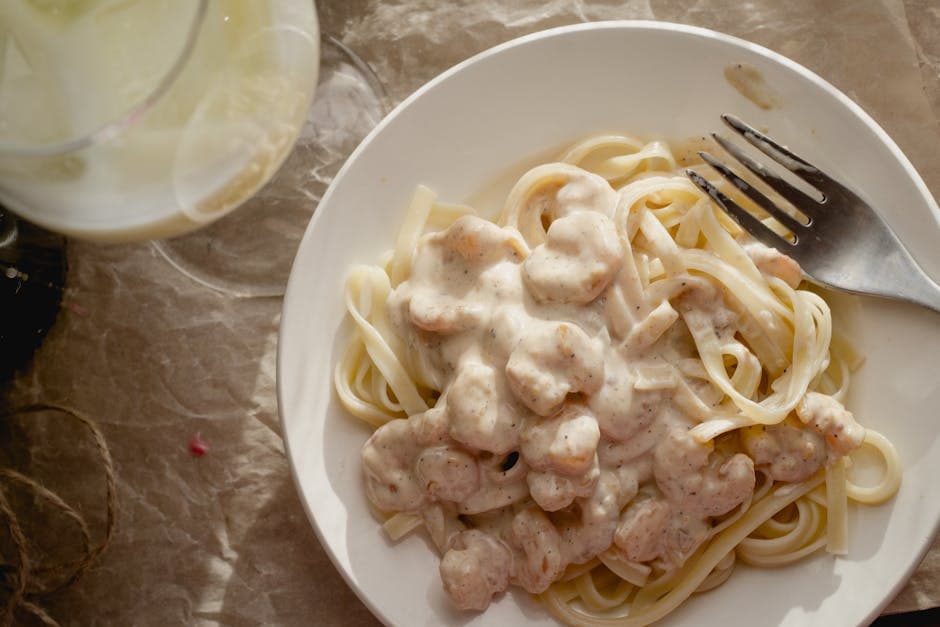 Kremet gresskarpasta Alfredo med kyllingpølse