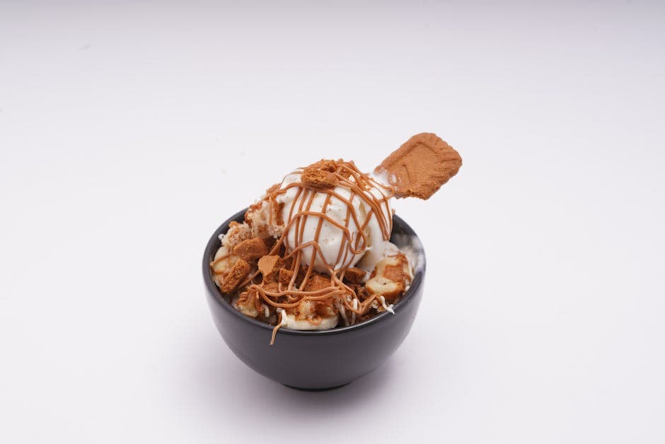 Epledappels med karamell og vaniljeis