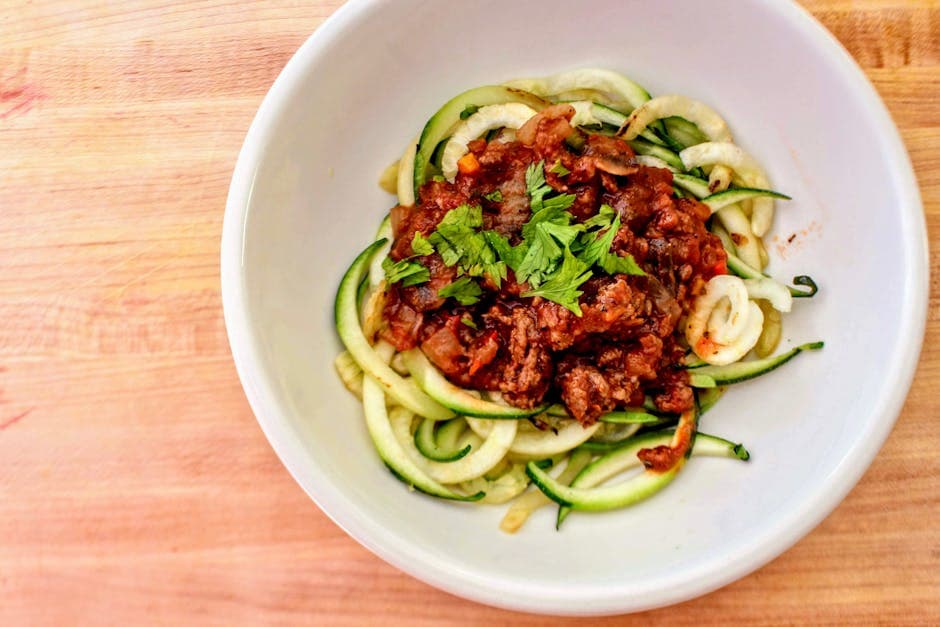Rask pasta med svinekjøtt og squash