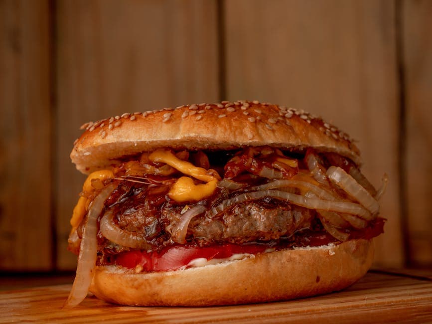 Ranchburger med grillet løk