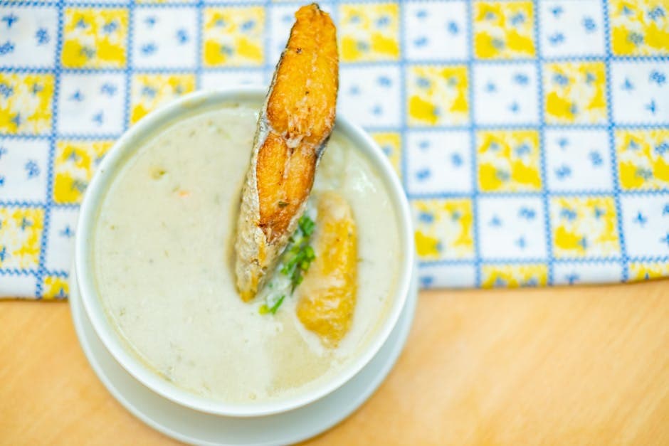 Kremet fiskesuppe med grønnsaker