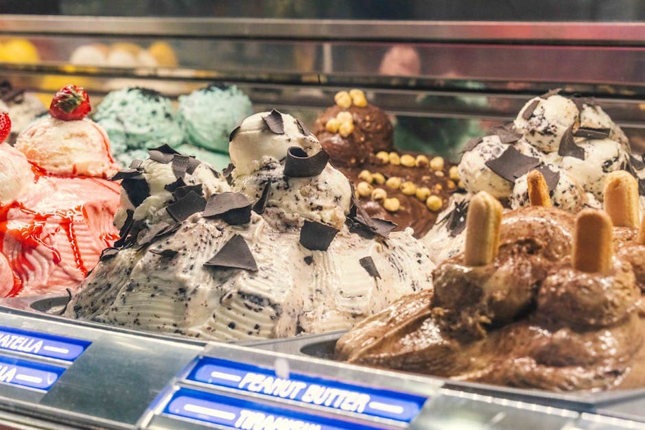 Trio av hjemmelaget gelato