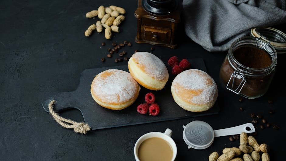 Hevede cappuccinodoughnuts med espressokremfyll