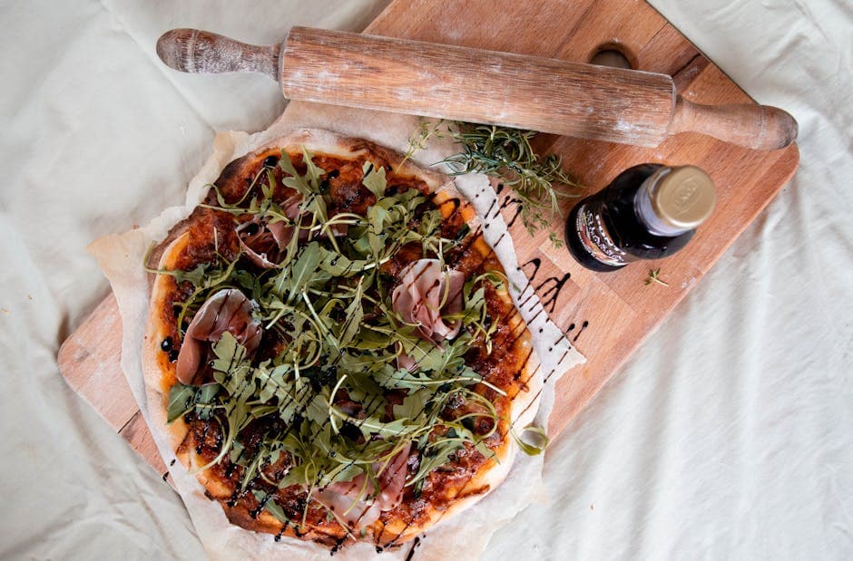 Margherita-pizza med ruccola og balsamico