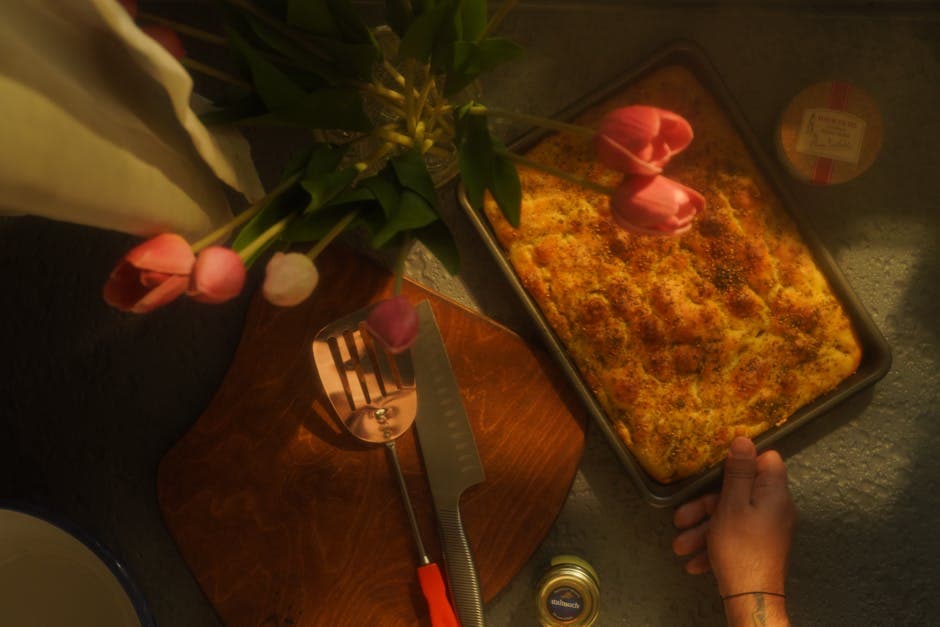 Focaccia med geitost og vårløk