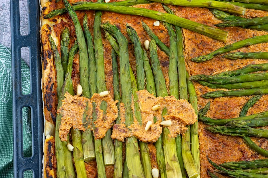 Mascarpone-, skinke- og aspargesterte