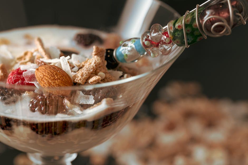 Sjokolade-, mandel- og bananparfait