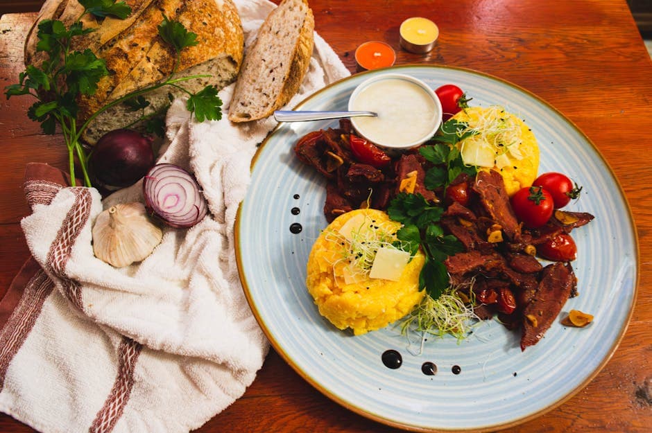 Bakt polenta med løk og bacon