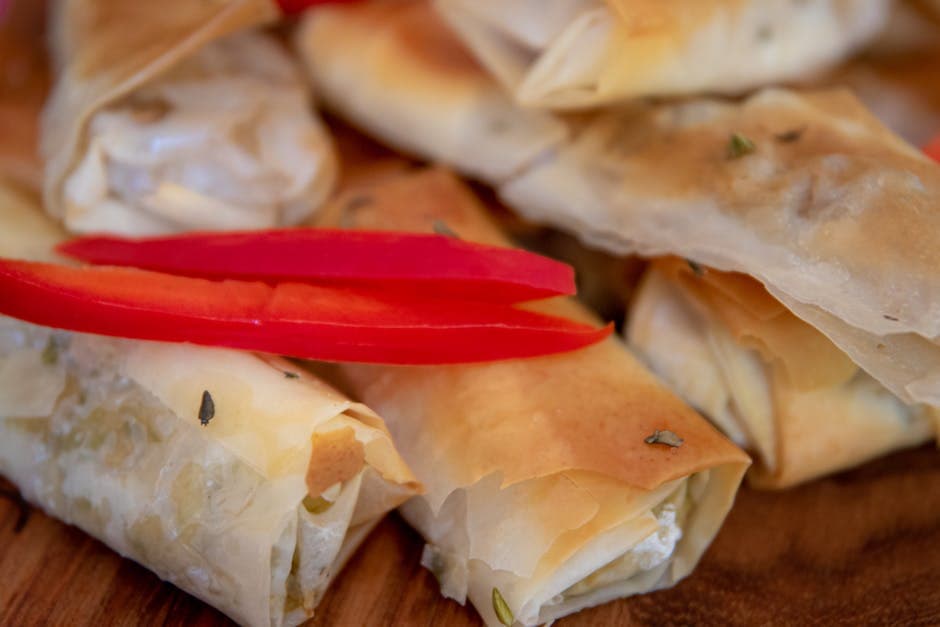 Krabbe- og agurkpastryer med sennepssaus