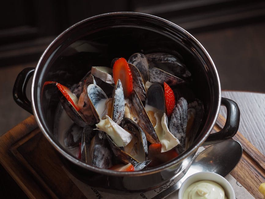 Blåskjell med andouillepølse og paprika