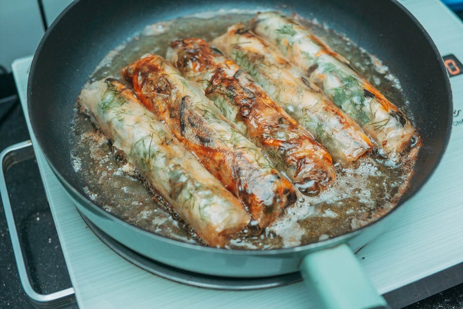 Sprø vårruller med sopp og purreløk