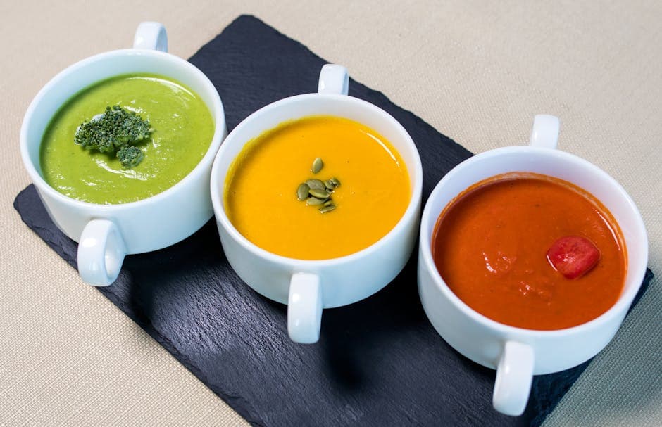 Harlequin-suppe med brokkoli og squash