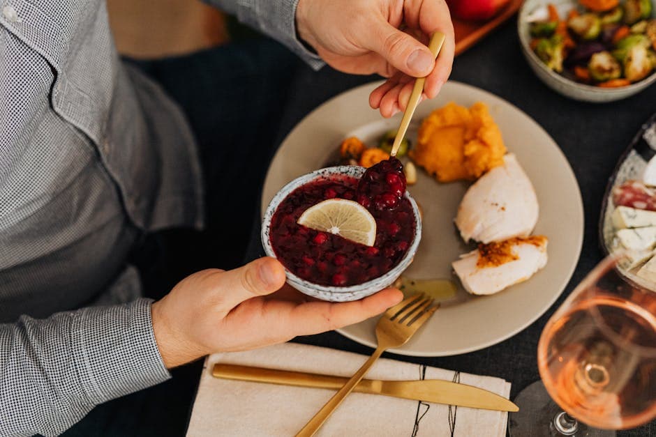 Ovnsbakt hjortelår med sjalottløk og tranebærsaus