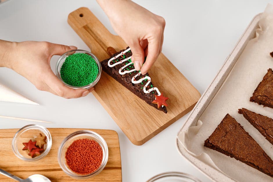 Julebrunietrær med smørkrem og pepperkakefot