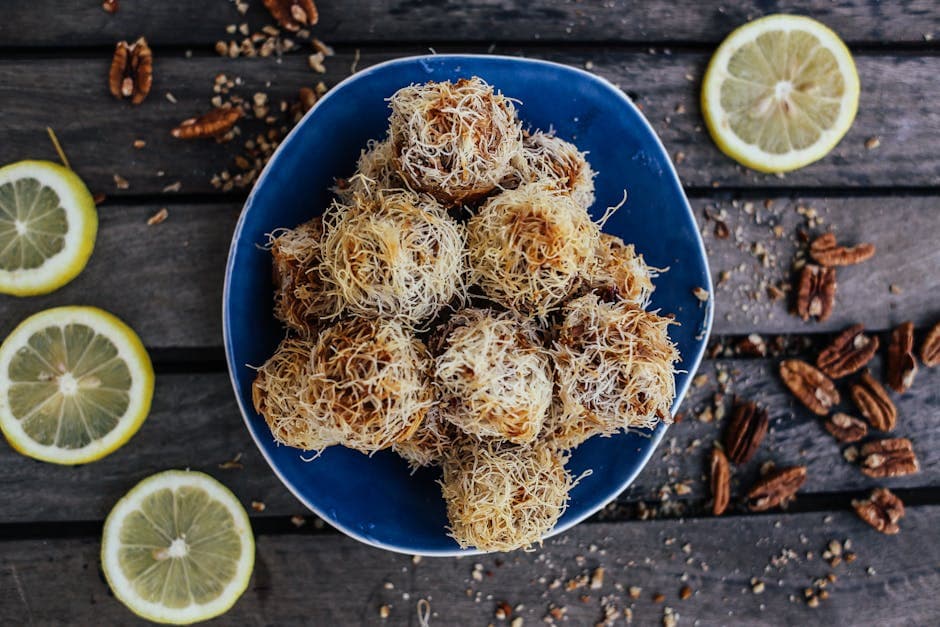 Gresk Kataifi-kake med ricotta og sitrussirup