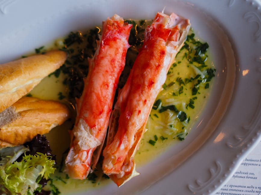 Røstede reker med krabbekakefyll og hollandaise