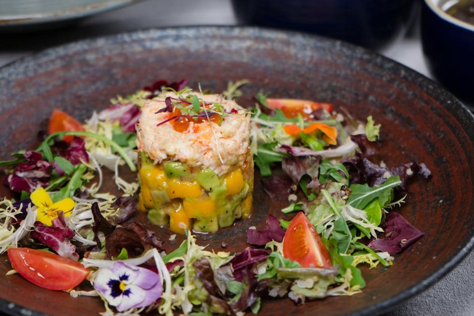 Krepsesalat med mango og mynte