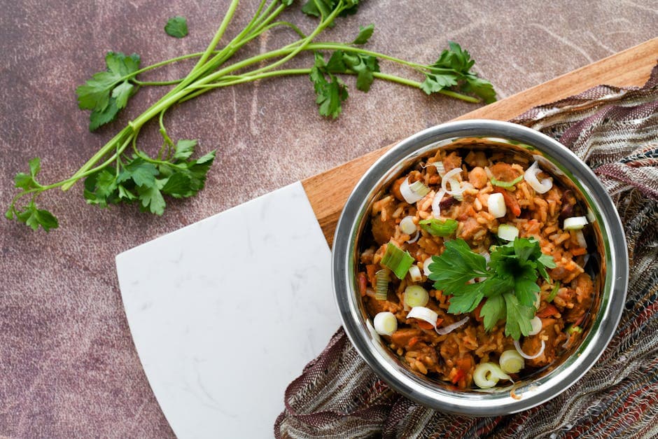 Klassisk Jambalaya med kylling og pølse