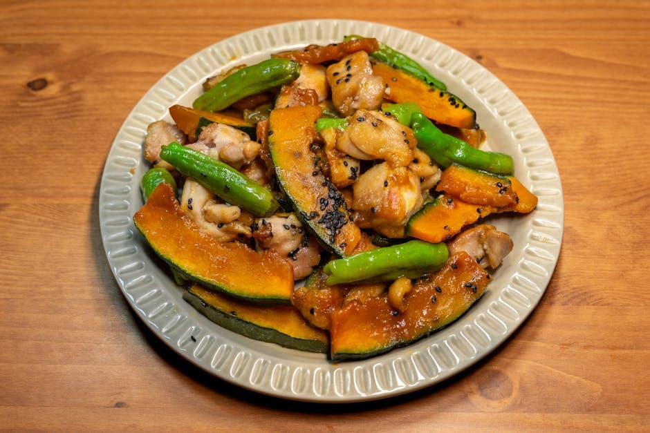 Japansk squash og løk med teriyaki