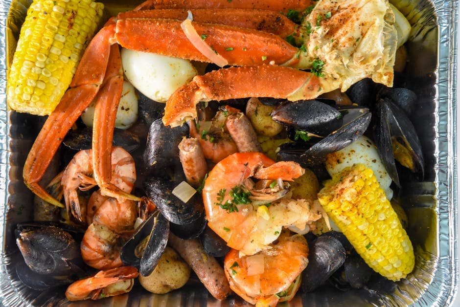 Low Country Boil med sjømat og pølse