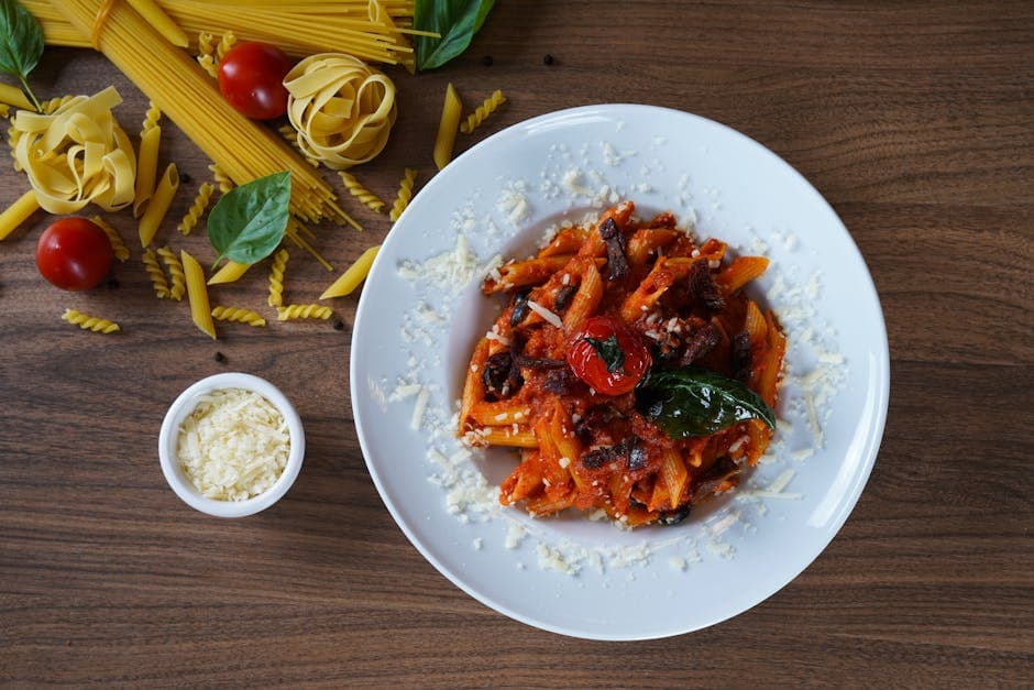 Mostaccioli med spinat og feta