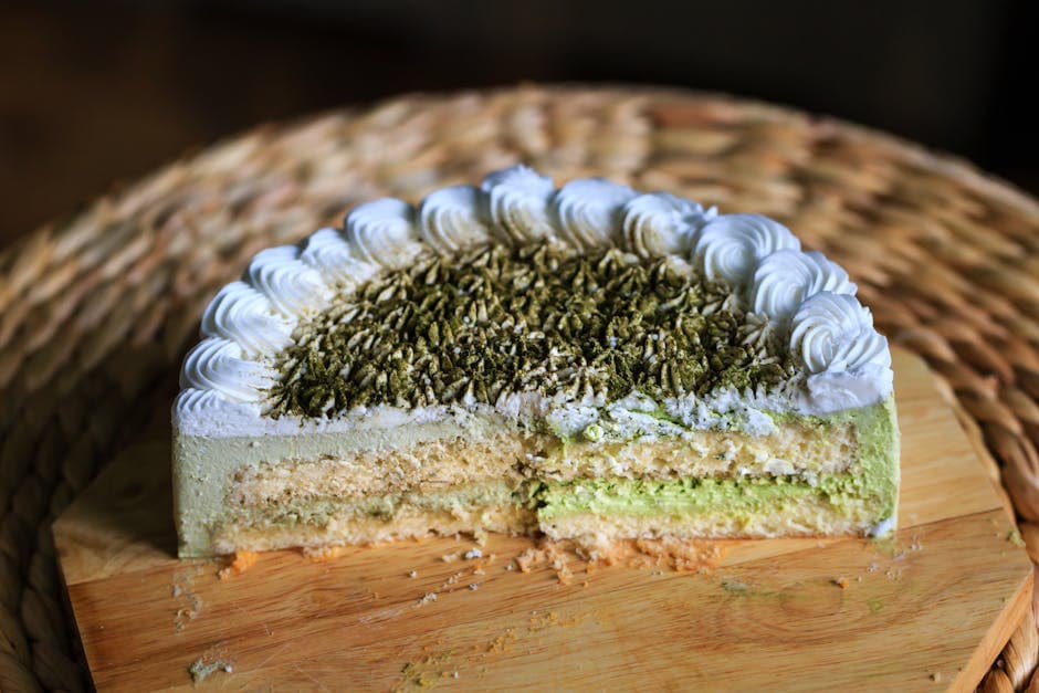 Grønn te-lagkake med kremostfrosting