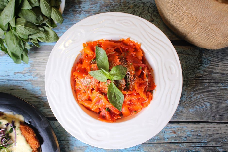 Pasta med aubergine og spinat