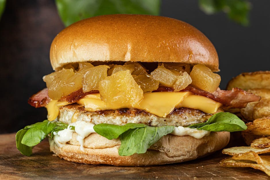 Ananas- og baconburger