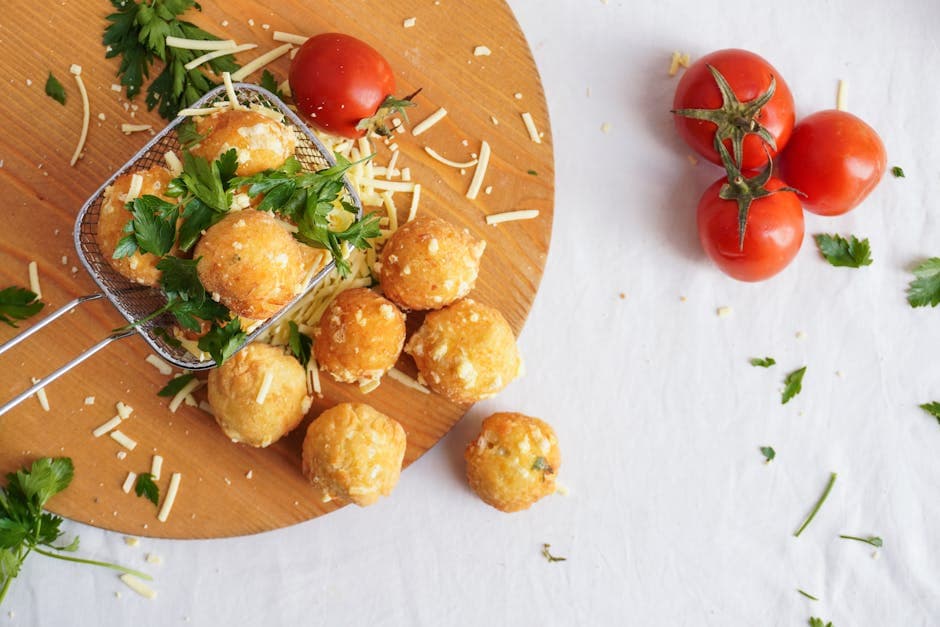 Osteball med ovnsbakt rød paprika