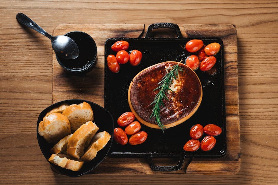 Bakte tomatskiver med rosmarin og hvitløk