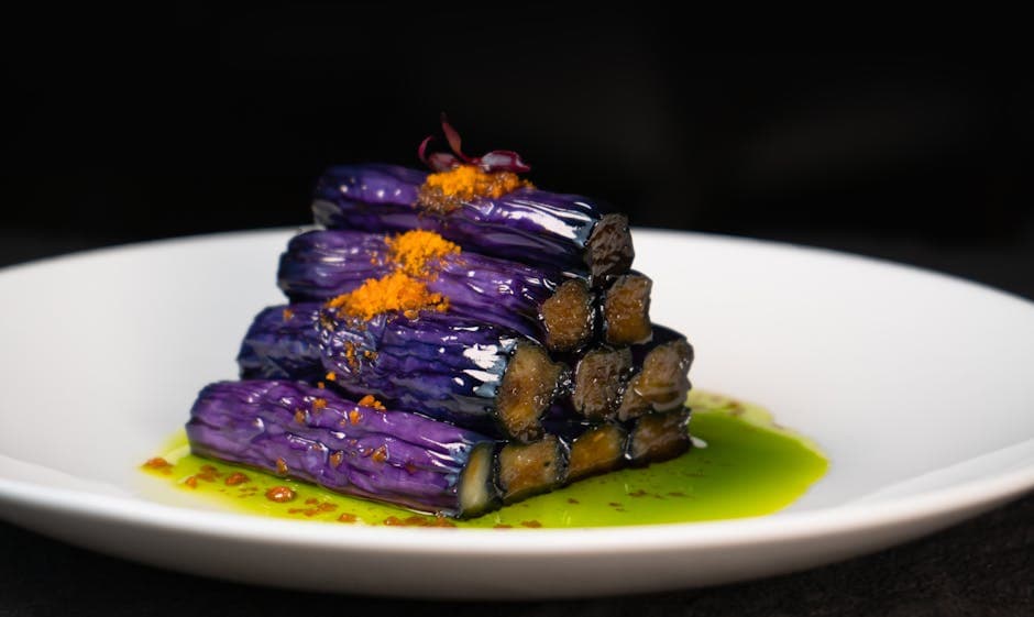 Aubergine med bacon og misoglasur