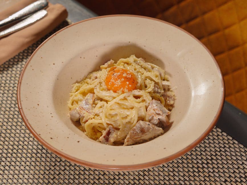 Cavatelli med egg og sprøstekt bacon