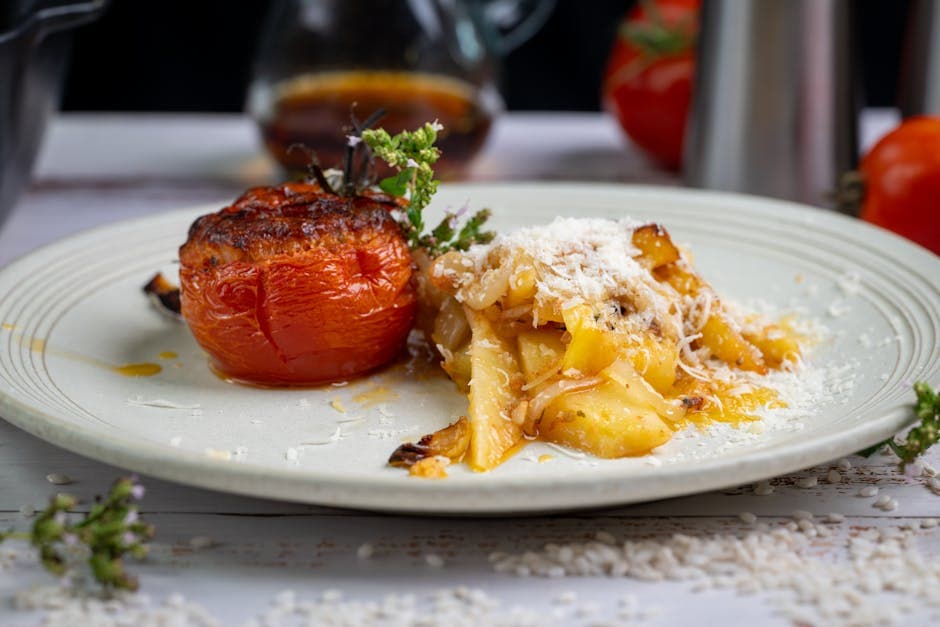 Gratinerte tomater med parmesan og mozzarella