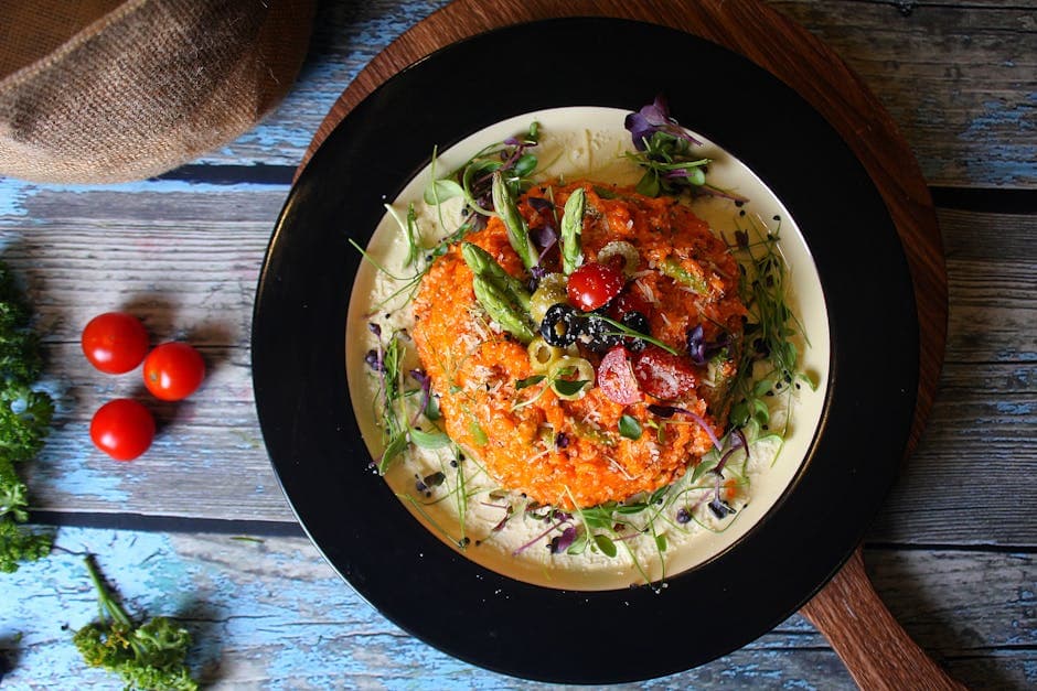 Byggotto med asparges og tomat