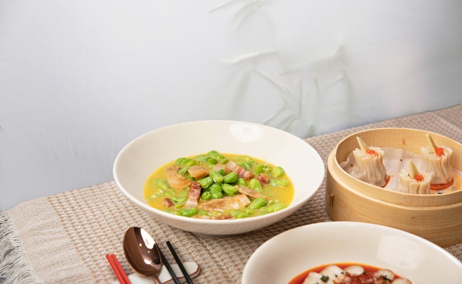 Grønnkål-, snøerte- og svinekjøttdumplings