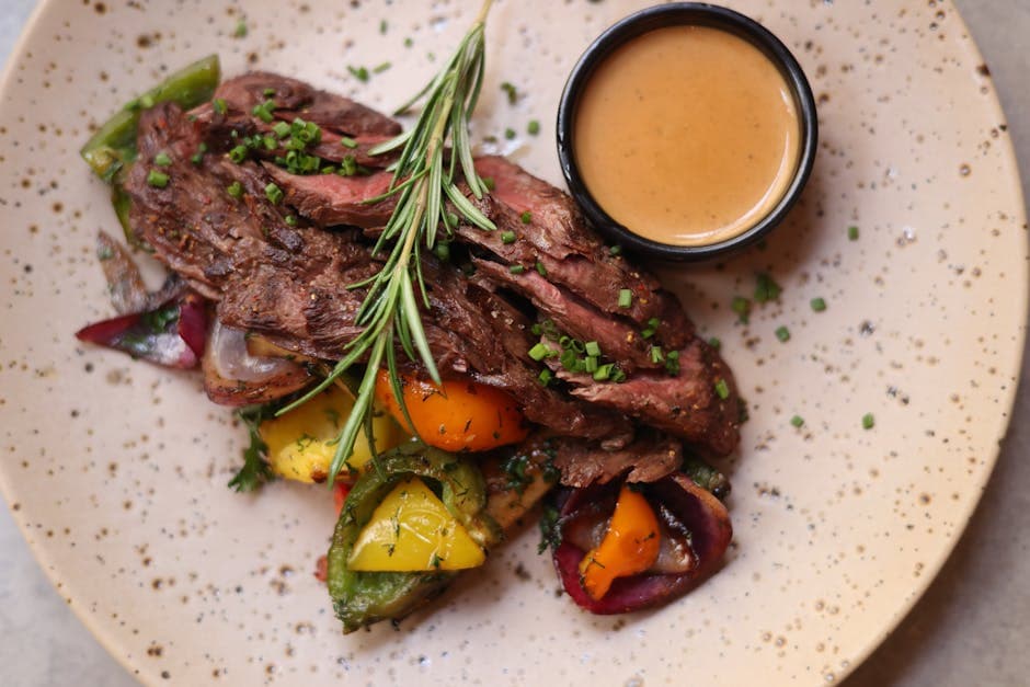 Rosmarin- og pepperstekt oksestek med soppsaus