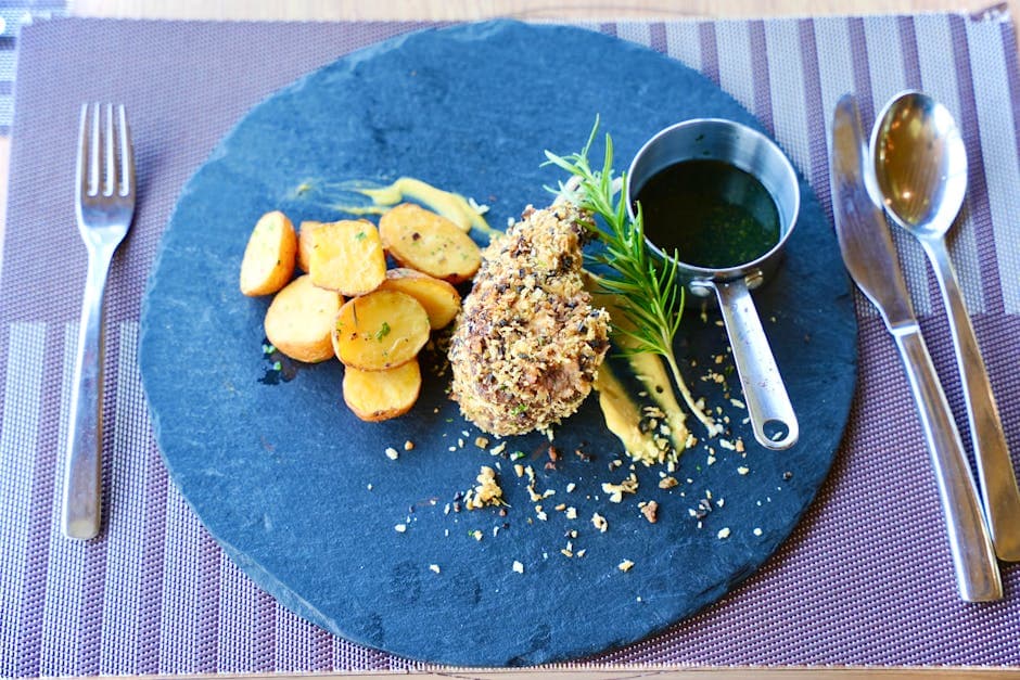 Polentapanert kylling med balsamico-kapersaus