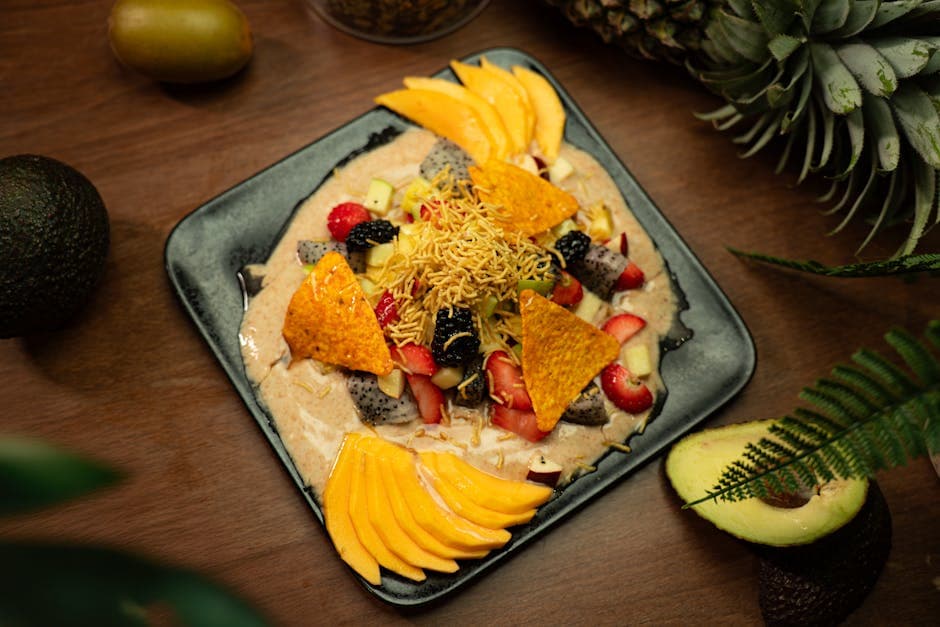 Avokado- og mangosalad med pasjonsfruktvinaigrette