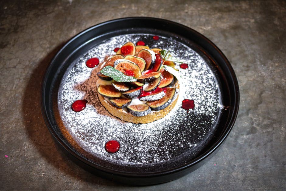 Fiken- og sesamterte med kardemomme-appelsinkrem